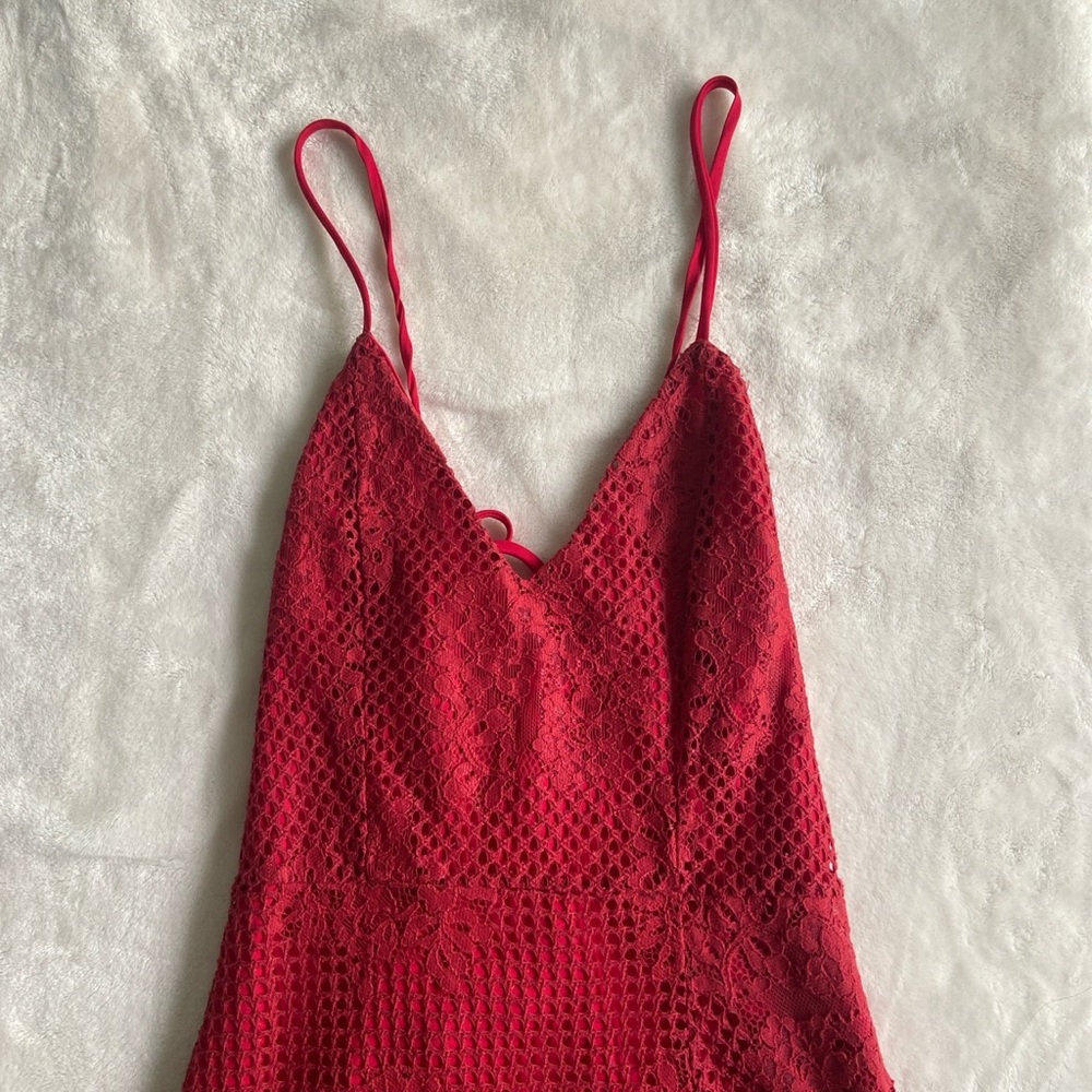 Red lace dress
